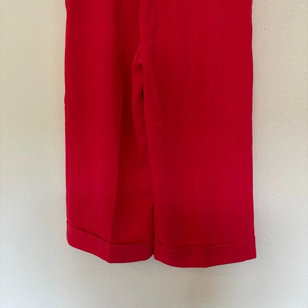 J. Crew Cropped Wide Leg Pull On Pant Red